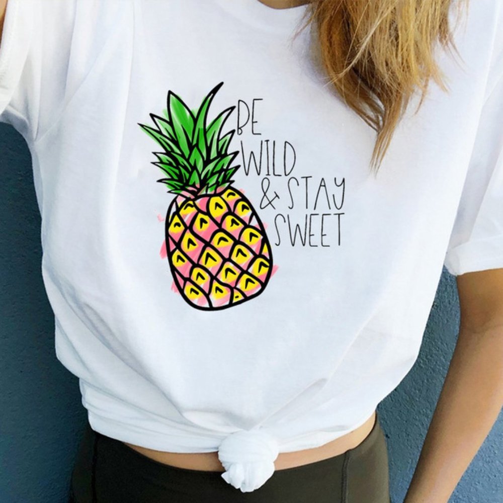 Women   Pineapple Fruit Print T-Shirt (BFL)